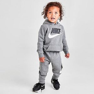 Nike Kids&apos; Toddler Metallic Futura Logo Pullover Hoodie and Jogger Pants Set in Grey/Carbon Heather Size 2 T Cotton/Polyester/Fleece - 5753325