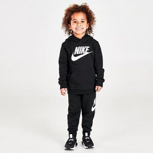 Nike Kids&apos; Toddler Metallic Futura Logo Pullover Hoodie and Jogger Pants Set in Black/Black Size 4 T Cotton/Polyester/Fleece - 5784744