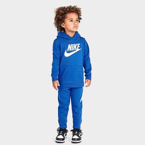Nike Kids&apos; Toddler Metallic Futura Logo Pullover Hoodie and Jogger Pants Set in Blue/Game Royal Size 4 T Cotton/Polyester/Fleece - 5753330