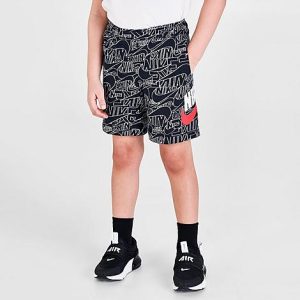 Nike Boys&apos; Toddler Sportswear Read Allover Print French Terry Shorts in Black/Black Size 2 T Cotton/Polyester/Fleece - 5811723