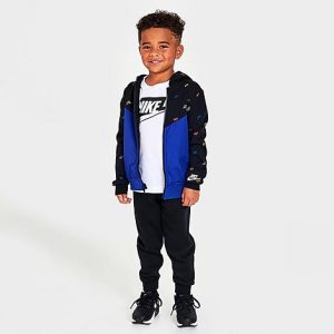 Nike Kids&apos; Toddler Futura Allover Print Set (3-Piece) in Blue/Black/Black Size 4 T Cotton/Fleece - 5840385