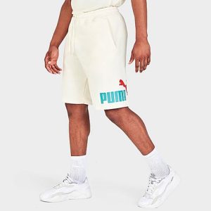 Puma Men&apos;s Big Logo Fleece Shorts in Off-White/Pristine Size 2XL - 5798424