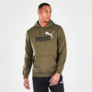 Puma Men&apos;s #Logo Hoodie in Green/Dark Olive Size Medium Cotton/Fleece - 5758309