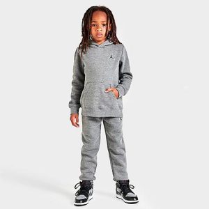 Jordan Little Kids&apos; Essentials Fleece Hoodie and Jogger Pants Set in Grey/Carbon Heather Size 6 - 5840488