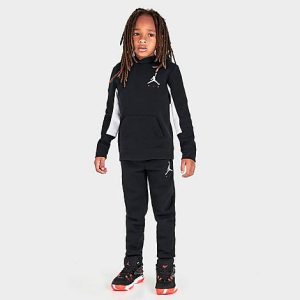 Jordan Little Kids&apos; Triple Logo Flight Hoodie and Jogger Pants Set in Black/Black Size 7 Fleece - 5811832