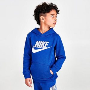 Nike Little Kids&apos; Sportswear Club Fleece Pullover Hoodie in Blue/Game Royal Size 4 Cotton/Polyester/Fleece - 5784186