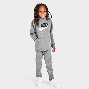 Nike Boys&apos; Little Kids&apos; Metallic Futura Logo Pullover Hoodie and Jogger Pants Set in Grey/Carbon Heather Size 4 Cotton/Polyester/Fleece - 5784122