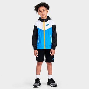 Nike Little Kids&apos; Thrill Seeker Windrunner Jacket and Shorts Set in Blue/Photo Blue Size 6 - 5811815