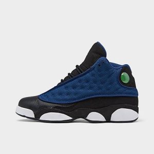 Jordan Big Kids&apos; Air Retro 13 Basketball Shoes in Blue/Black/Navy Size 6.0 Leather/Suede - 3146019