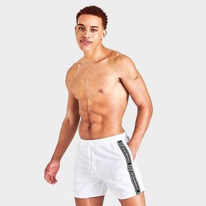 Emporio Armani Men&apos;s EA7 Taped Swim Shorts in White/White Size 2XL Polyester - 5846026