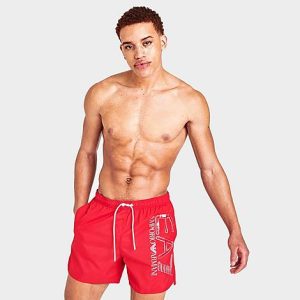 Emporio Armani Men&apos;s EA7 Oversize Logo Swim Shorts in Red/Red Size 2XL Polyester - 5849226