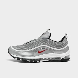 Nike Big Kids&apos; Air Max 97 OG Casual Shoes in Grey/White Size 3.5 Leather - 2396014