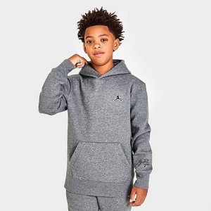 Jordan Boys&apos; Essentials Logo Hoodie in Grey/Carbon Heather Size XL Fleece - 5866689