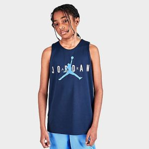 Jordan Boys&apos; Dri-FIT Reversible Tank Top in Blue/University Blue Size Large 100% Polyester - 5838276