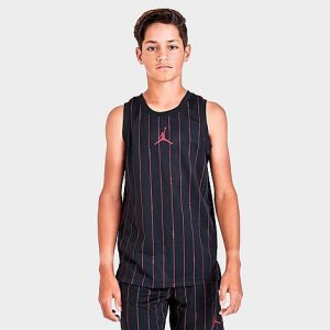 Boys&apos; Air Jordan Pinstripe Jersey in Black/Black Size Large Polyester/Jersey - 5866600