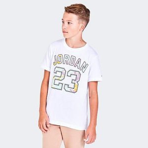 Jordan Boys&apos; DNA 23 Infill T-Shirt in White/White Size Small Knit/Jersey - 5866622