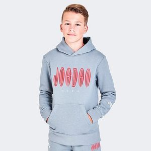 Jordan Kids&apos; Jordan MVP Jumpman Fleece Pullover Hoodie in Grey/Stealth Size Large Cotton/Polyester/Fleece - 5866740