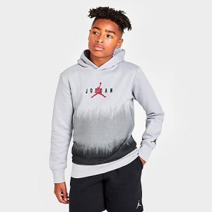 Jordan Kids&apos; Jordan Ombre Pullover Hoodie in Red/Grey Size Large Fleece - 5887327