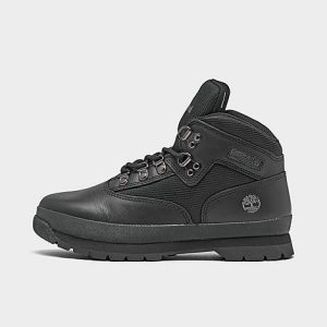 Timberland Big Kids&apos; Euro Hiker Boots in Black/Black Size 7.0 Leather/Nylon - 2572263
