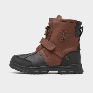 Polo Ralph Lauren Girls&apos; Little Kids&apos; Conquered Hi Boots in Brown/Black Size 12.0 Leather - 3020041