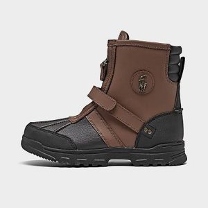 Polo Ralph Lauren Girls&apos; Big Kids&apos; Conquered Hi Boots in Brown/Black Size 3.5 Leather - 3196194