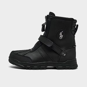 Polo Ralph Lauren Girls&apos; Little Kids&apos; Conquered Hi Boots in Black/Black Size 13.0 Leather - 3046627
