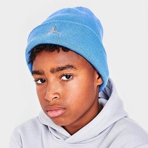 Jordan Kids&apos; Jordan Jumpman Logo Cuffed Beanie in Blue/University Blue Size 8-20 Cotton/Polyester/Knit - 8205043