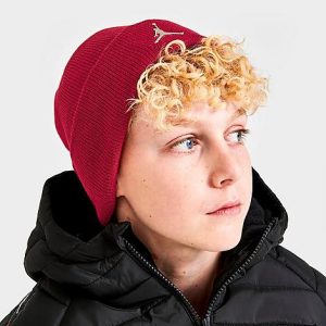 Jordan Kids&apos; Jordan Jumpman Logo Cuffed Beanie in Red/Red Size 8-20 Cotton/Polyester/Knit - 8205038
