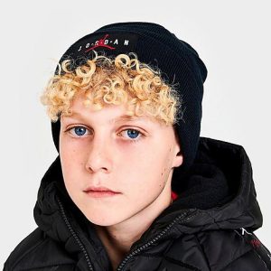 Jordan Kids&apos; HBR Beanie Hat in Black/Black Size 8-20 Acrylic - 8205040