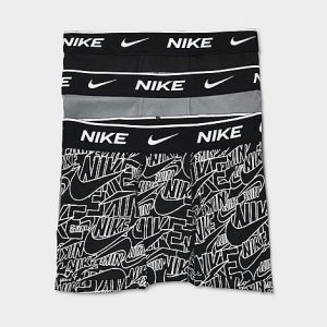 Nike Kids&apos; Everyday Printed Boxer Briefs (3-Pack) in Black/Black Size XL Cotton - 8204134