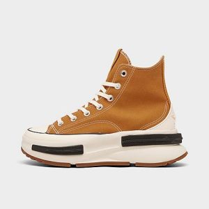 Converse Run Star Legacy Platform High Top Sneaker Boots in Brown/Monarch Size 10.0 Leather/Canvas - 3176760