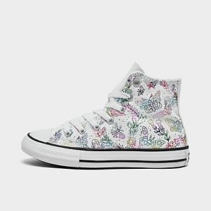 Converse Girls&apos; Little Kids&apos; Chuck Taylor High Top Glitter Casual Shoes in White/White Size 3.0 - 3213974