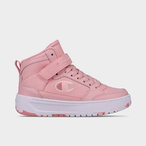 Champion Girls&apos; Big Kids&apos; Drome Hi Casual Shoes in Pink/Hush Pink Size 7.0 Leather - 3551459