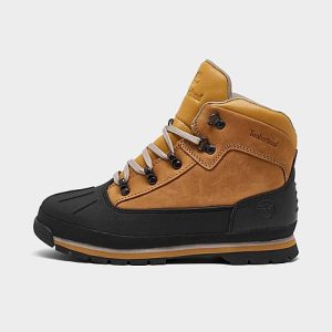 Timberland Boys&apos; Big Kids&apos; Euro Hiker Shell Toe Boots in Brown/Black/Wheat Nubuck Size 7.0 Leather - 2313656