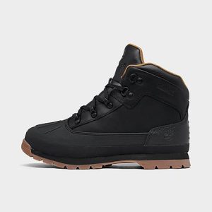 Timberland Big Kids&apos; Euro Hiker Boots in Black/Black Full Grain Size 7.0 Leather/Nylon - 3048852