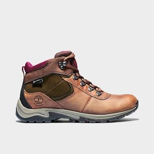 Timberland Women&apos;s Mt. Maddsen Mid Waterproof Hiking Boots (Wide Width D) in Brown/Medium Brown Full Grain Size 8.5 Leather/Plastic - 3009215