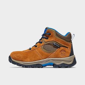 Timberland Little Kids&apos; Mt. Maddsen Mid Waterproof Hiking Boots in Brown/Medium Brown Suede Size 2.0 Leather - 3537352