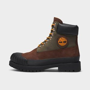Timberland Men&apos;s 6 Inch Premium Rubber Toe Boots in Brown/Medium Brown Nubuck Size 12.0 Leather/Lace - 3194713