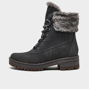 Timberland Women&apos;s Courmayeur Valley Waterproof 6 Inch Shearling Boots in Grey/Medium Grey Size 6.0 Cotton/Leather/Wool - 3052695