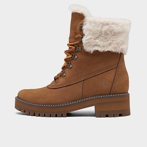 Timberland Women&apos;s Courmayeur Valley Waterproof 6 Inch Shearling Boots in Brown/Medium Brown Nubuck Size 6.0 Cotton/Leather/Wool - 3052684