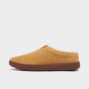 Timberland Men&apos;s Ashwood Park Leather Slippers in Beige/Wheat Suede Size 12.0 Leather/Fleece - 3194752