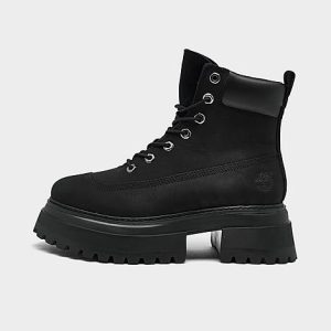 Timberland Women&apos;s Sky 6-Inch Lace Up Boots in Black/Black Nubuck Size 10.0 Leather/Nylon - 3182557