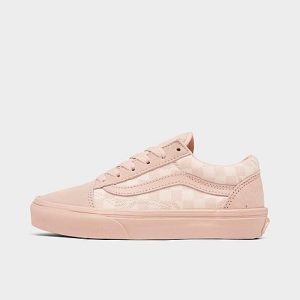 Vans Girls&apos; Little Kids&apos; Old Skool Casual Shoes in Pink/Peach Whip Size 13.0 Canvas/Suede - 3201879