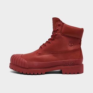 Timberland Men&apos;s x Bee Line 6 Inch Premium Rubber Toe Boots in Red/Red Smooth Size 12.0 Leather - 3202912