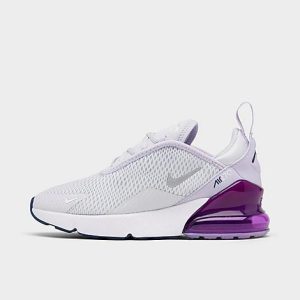 Nike Girls&apos; Little Kids&apos; Air Max 270 Casual Shoes in Purple/Pure Platinum Size 13.0 - 3221334