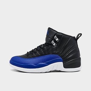 Women&apos;s Air Jordan Retro 12 Basketball Shoes in Blue/Black/Hyper Royal Size 8.0 Leather - 3178481
