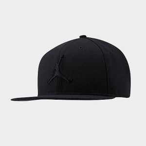 Jordan Pro Jumpman Snapback Hat in Black/Black 100% Cotton/100% Polyester - 8205193