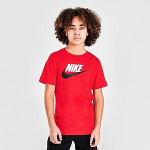 Nike Boys&apos; Sportswear Futura T-Shirt in Red/University Red Size Large 100% Cotton/Jersey - 5775592