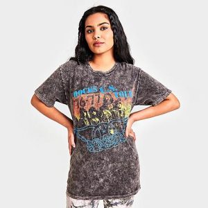 Graphic Tees Women&apos;s Aerosmith Tour T-Shirt in Grey/Dark Grey Heather Size Small Cotton - 5885965