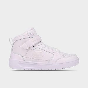 Champion Big Kids&apos; Drome Hi Casual Shoes in White/White Size 7.0 Leather - 3551467